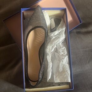 Stuart Weitzman Suede Sparkle Mesh Tasha Flats